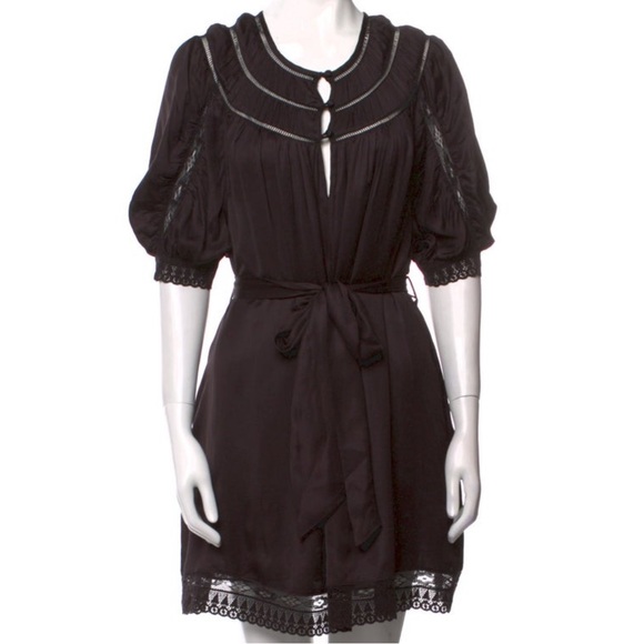 NEW TULAROSA CARINA MINI DRESS LACE TRIM SELF BELTED - Picture 3 of 5